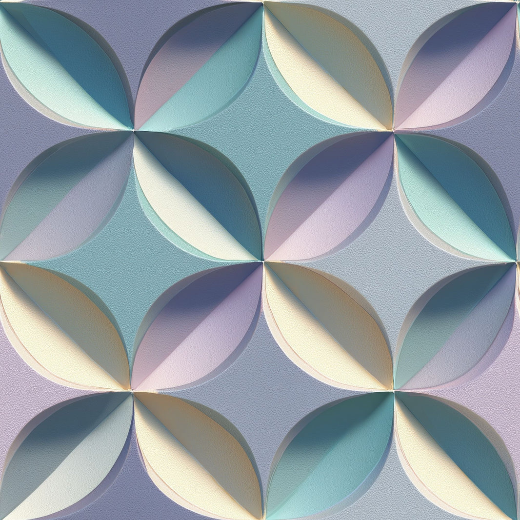 Abstract Geometric Wallpaper 3D Relief Removable Petal Shapes Wall Double Roll pattern artwork