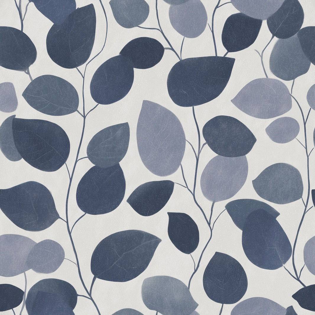 Botanical Wallpaper Leaf Silhouette Removable Navy Blue Wall Double Roll pattern artwork