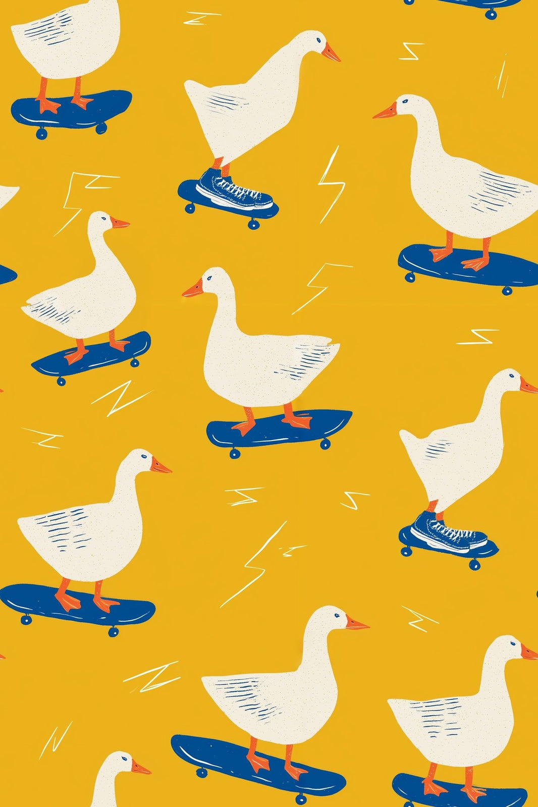 Goose Wallpaper Skateboard Removable Mustard Yellow Background Wall Double Roll pattern artwork