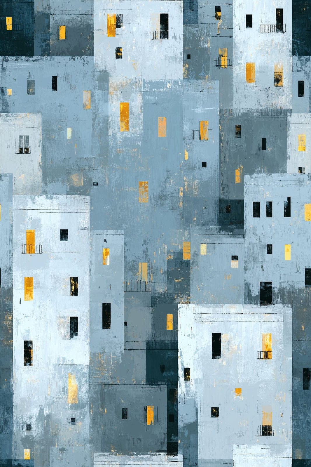Abstract Cityscape Wallpaper Geometric Buildings Removable Modern Urban Wall Double Roll pattern artwork