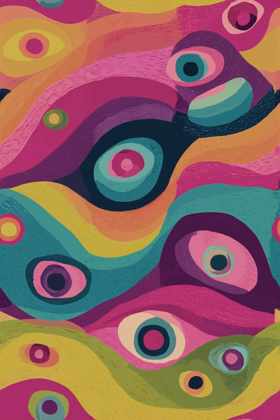 Abstract Wallpaper Wavy Bands Concentric Circles Decorative Mural pattern artwork