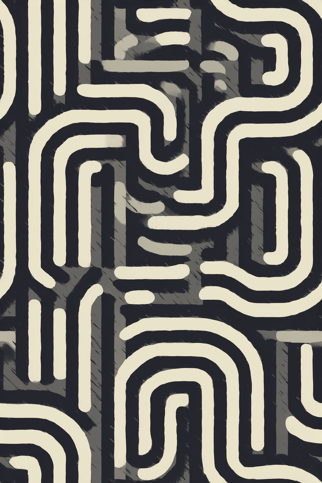 Maze Pattern Wallpaper Rounded Lines Abstract Geometric Removable Wall Decor pattern artwork