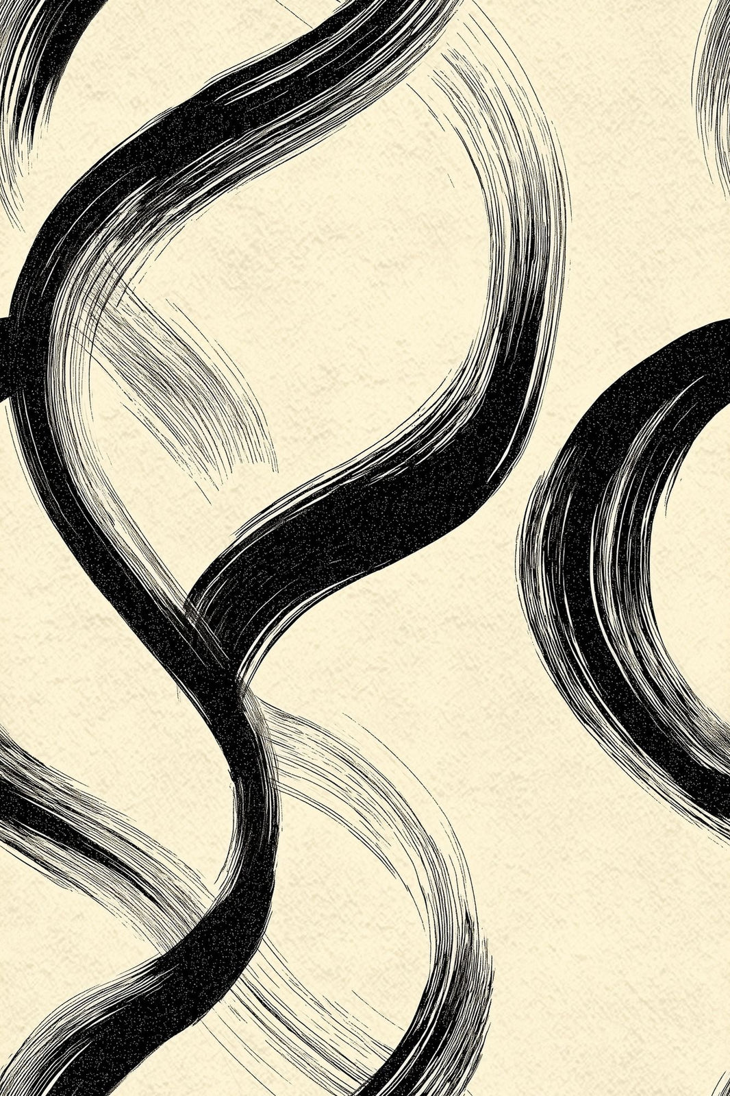 Black Brushstroke Wallpaper Looping Rings Removable Modern Minimalist Wall Double Roll pattern artwork