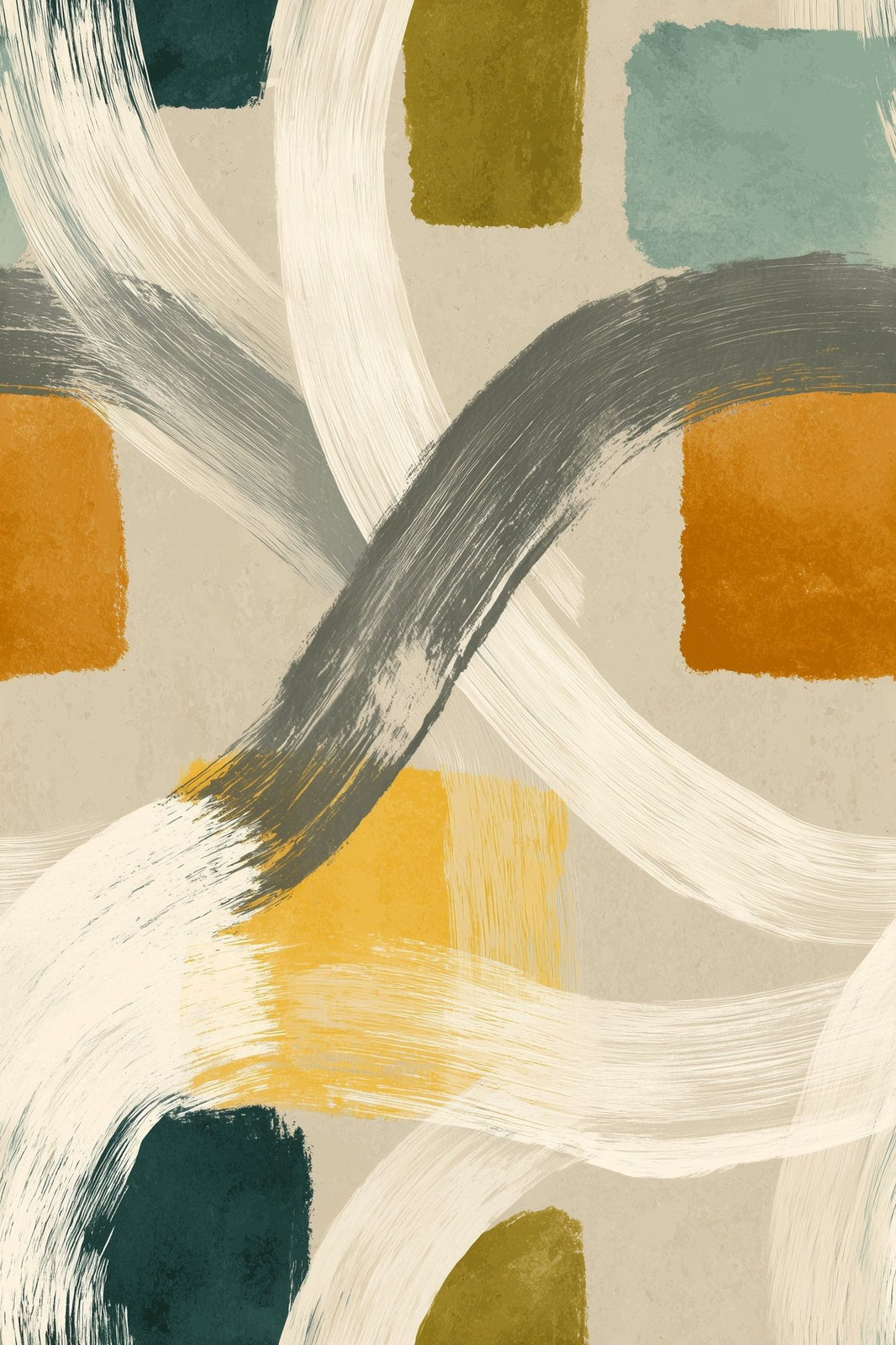 Abstract Wallpaper Brushstrokes Geometric Blocks Decorative Mural pattern artwork