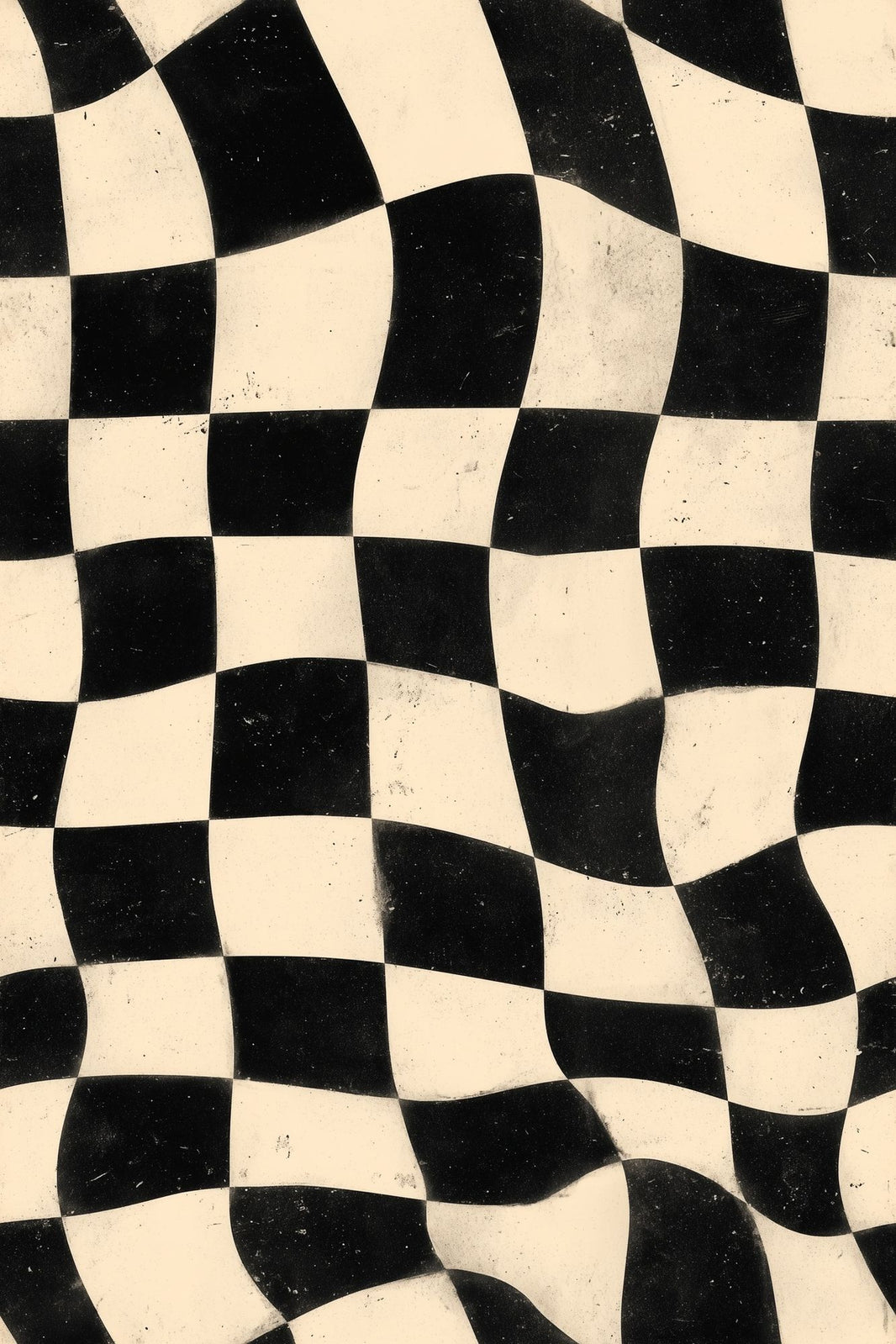 Wavy Checkerboard Wallpaper Black And Ivory Distressed Texture Removable Wall Decor pattern artwork