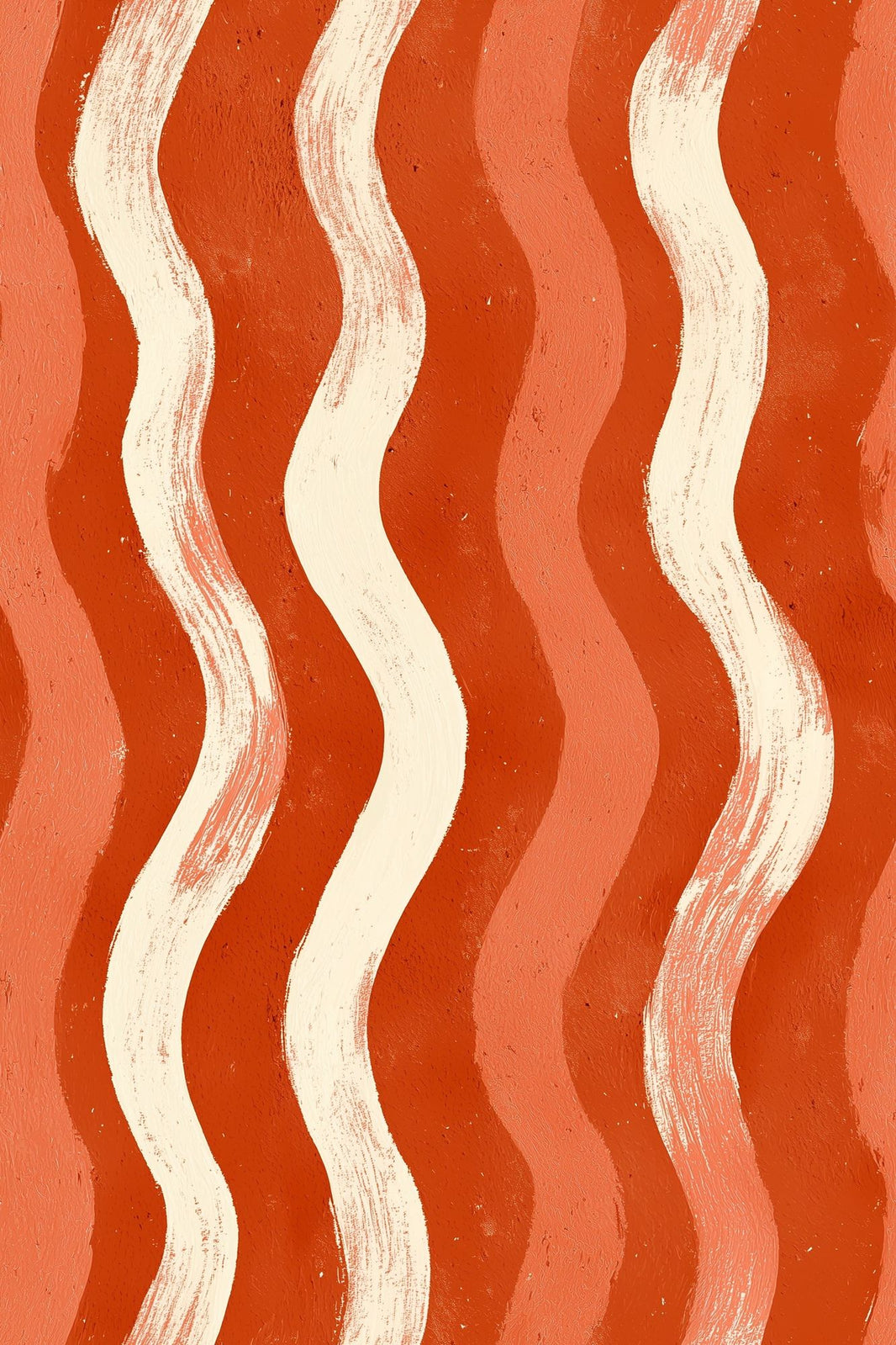 Abstract Wallpaper Wavy Stripes Terracotta Removable Wall Decor pattern artwork