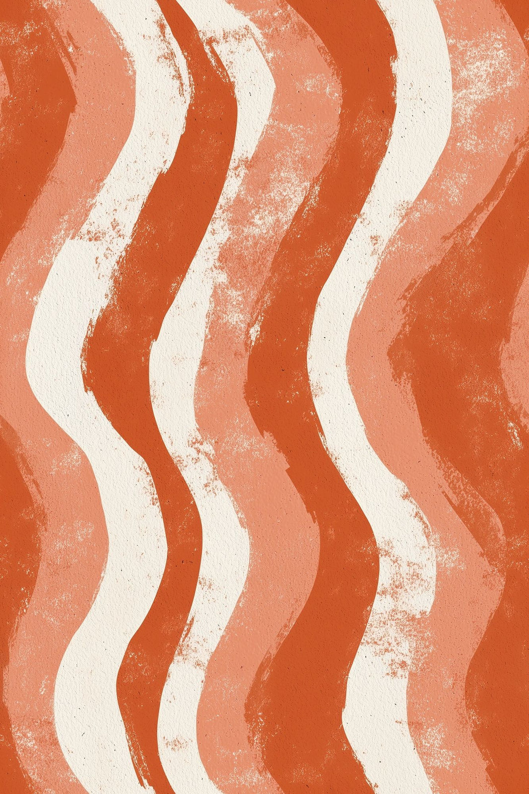 Abstract Wallpaper Wavy Stripes Removable Terracotta Wall Double Roll pattern artwork