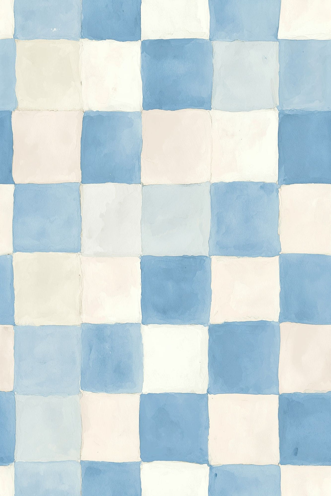 Blue Checkered Wallpaper Watercolor Squares Geometric Grid Decorative Mural pattern artwork