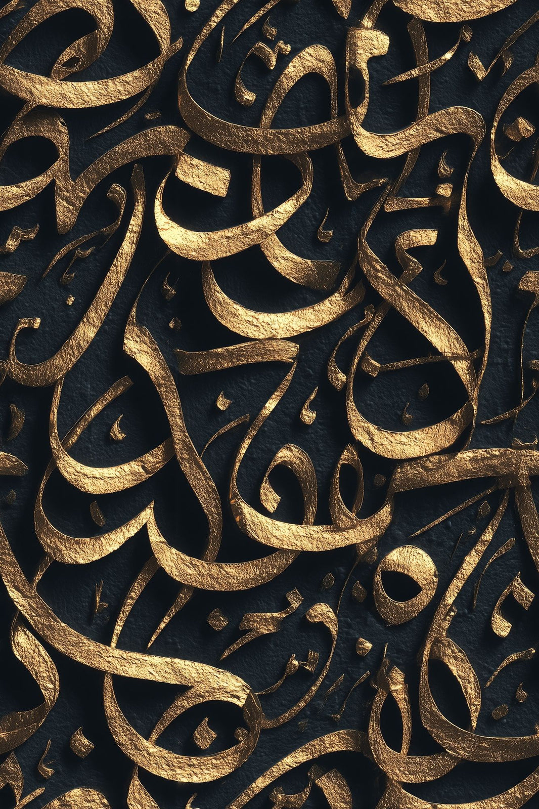 Arabic Calligraphy Wallpaper Gold Metallic Black Background Decorative Mural pattern artwork