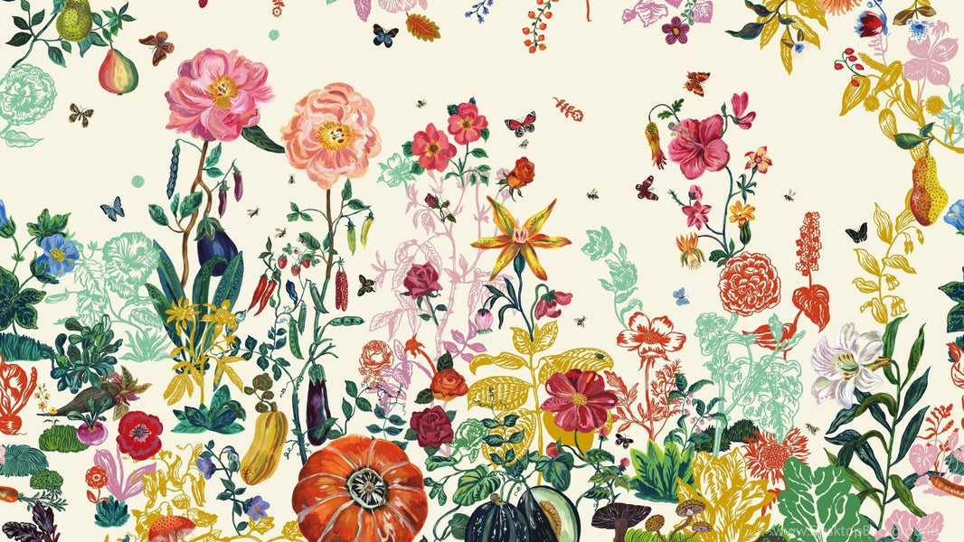 Garden Floral Wallpaper Multicolor Botanical Illustrations Wall Mural pattern artwork