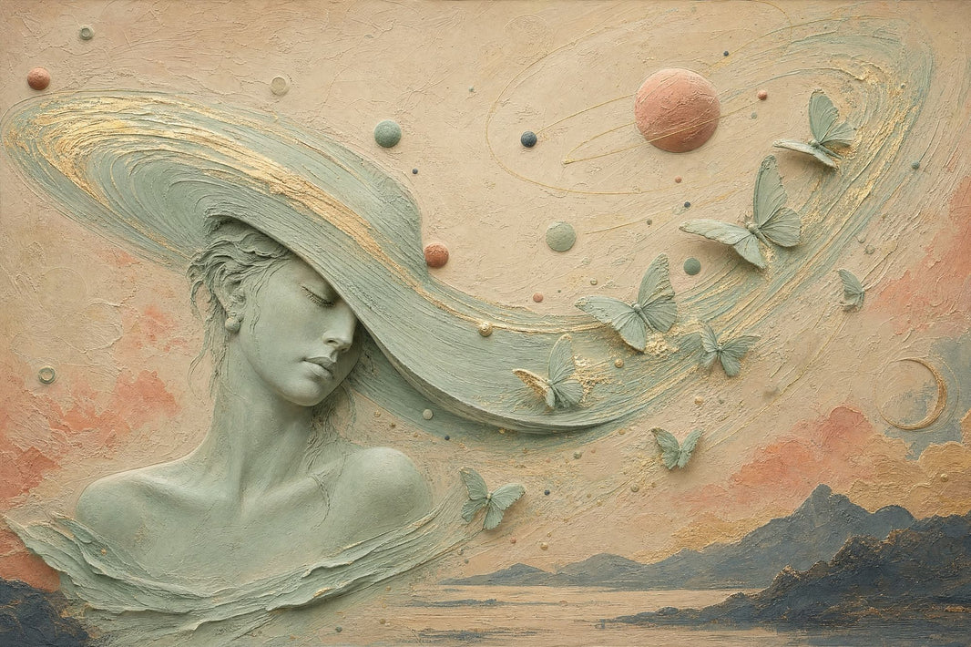 Woman Portrait Wallpaper Surreal Removable Celestial Wall Decor pattern artwork