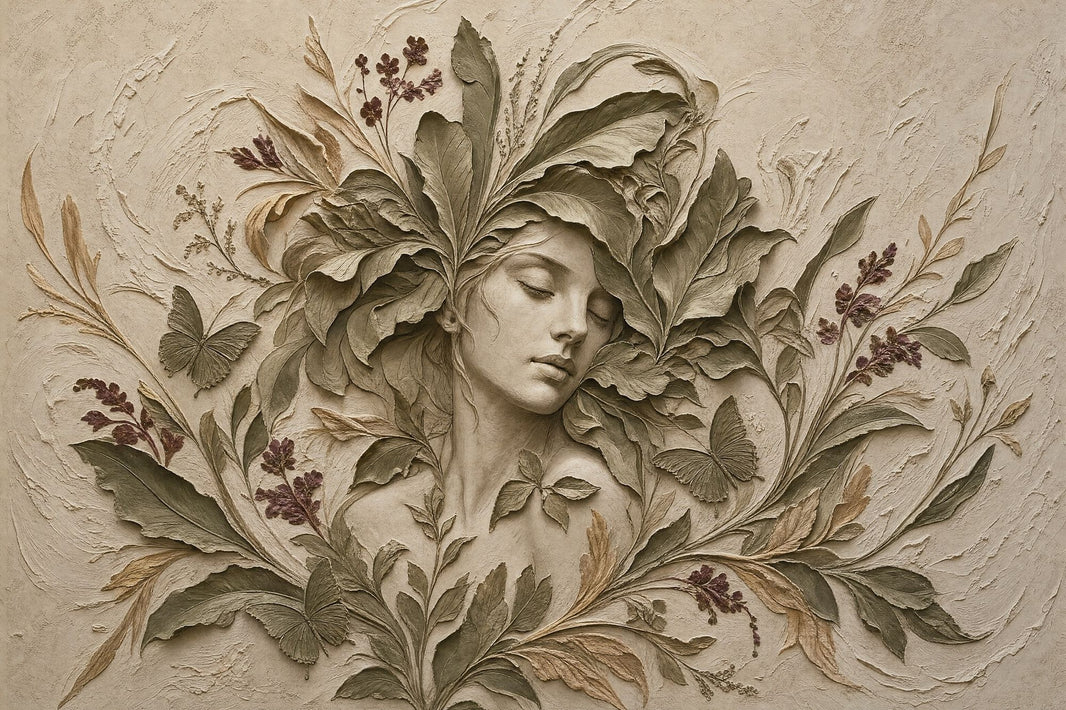 Woman Portrait Wallpaper Botanical Vintage Wall Mural pattern artwork