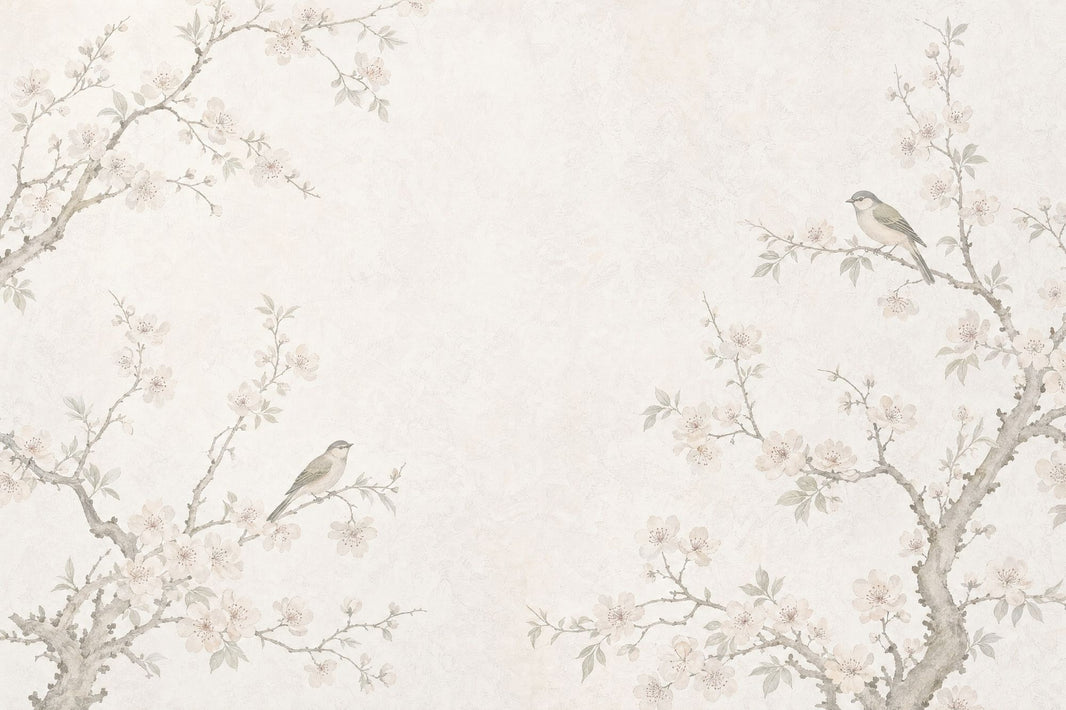 Cherry Blossoms Wallpaper Birds Chinoiserie Wall Mural pattern artwork
