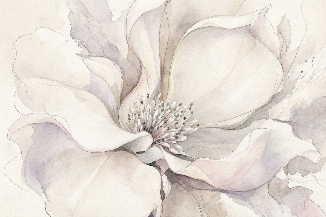 Large Floral Wallpaper Watercolor Flower Removable Soft Botanical Wall Decor pattern artwork