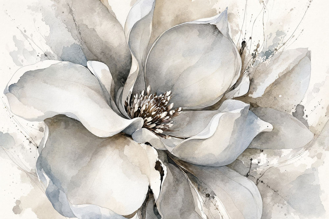 Watercolor Floral Wallpaper Magnolia Large Scale Flower Removable Wall Decor pattern artwork