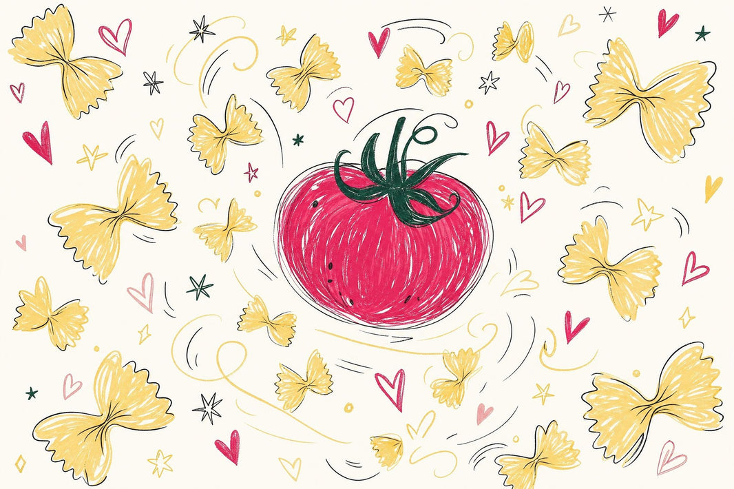 Farfalle Wallpaper Tomato Italian Wall Mural pattern artwork