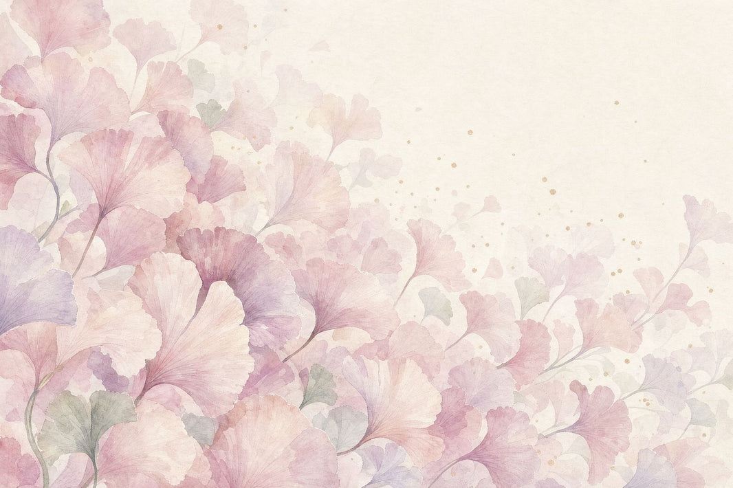 Ginkgo Leaves Wallpaper Watercolor Removable Pastel Wall Decor pattern artwork