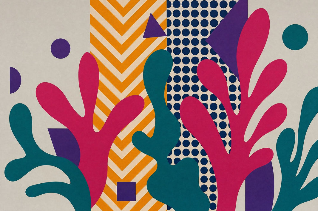 Abstract Wallpaper Geometric Botanical Shapes Removable Wall Decor pattern artwork