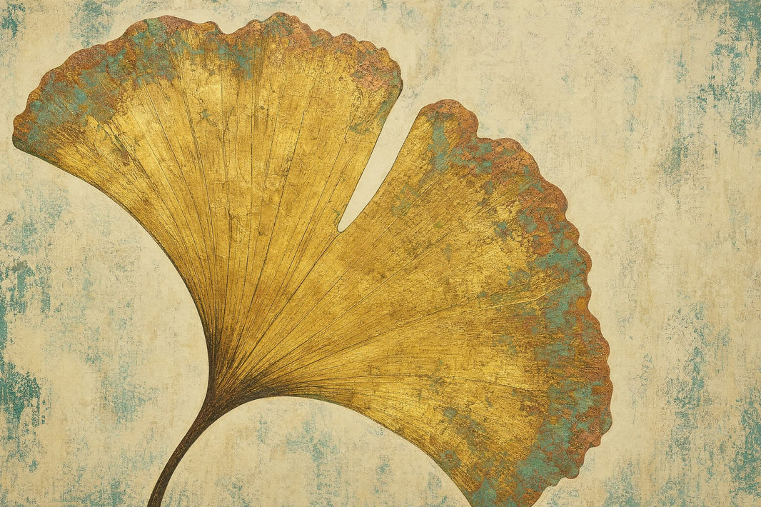 Ginkgo Leaf Wallpaper Gold Botanical Removable Vintage Wall Decor pattern artwork