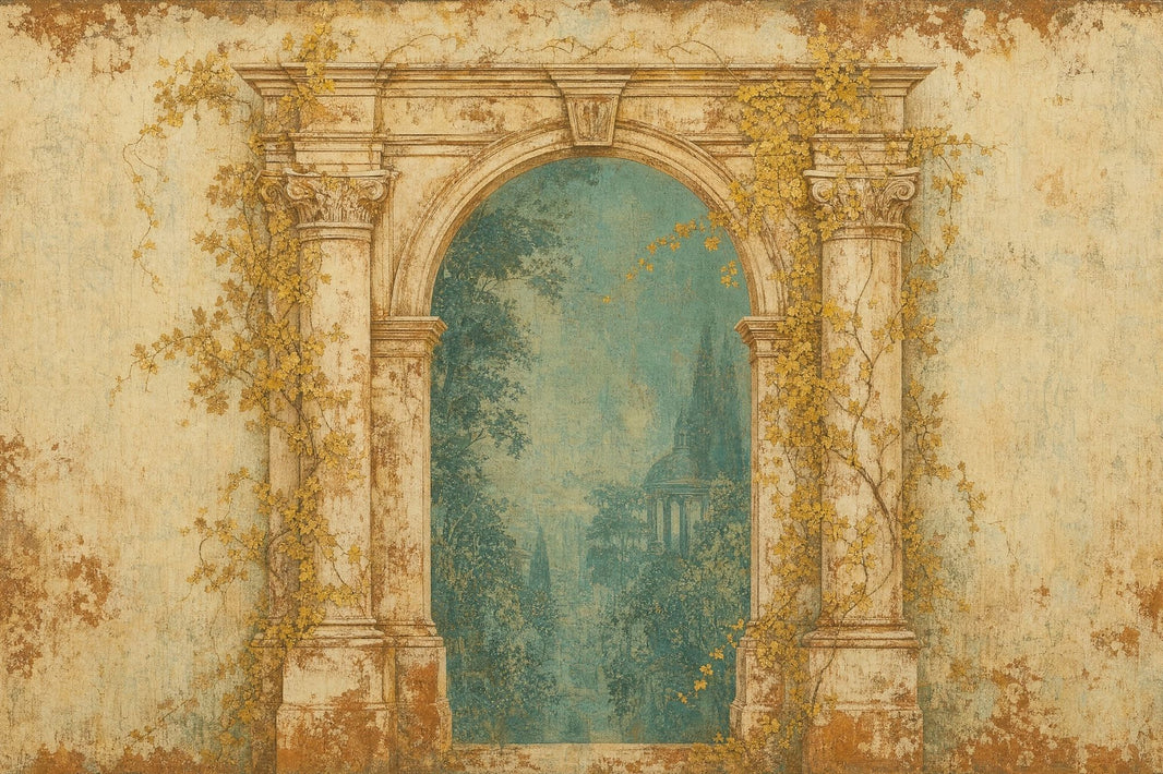 Vintage Archway Wallpaper Classical Columns Removable Mediterranean Garden Wall Decor pattern artwork