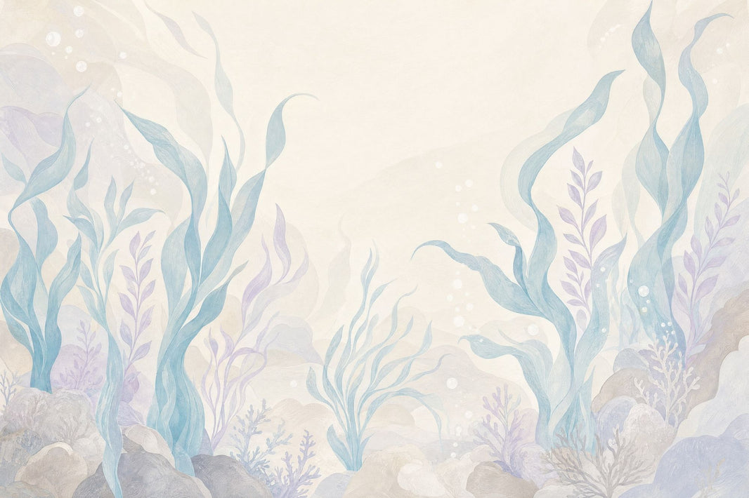 Underwater Wallpaper Seaweed Watercolor Removable Wall Decor pattern artwork
