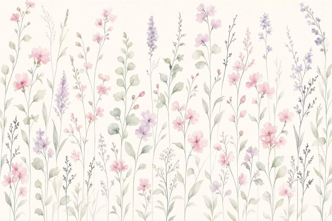Wildflowers Wallpaper Watercolor Pastel Removable Wall Decor pattern artwork