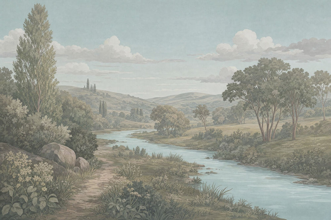 Landscape Wallpaper River Countryside Removable Wall Decor pattern artwork