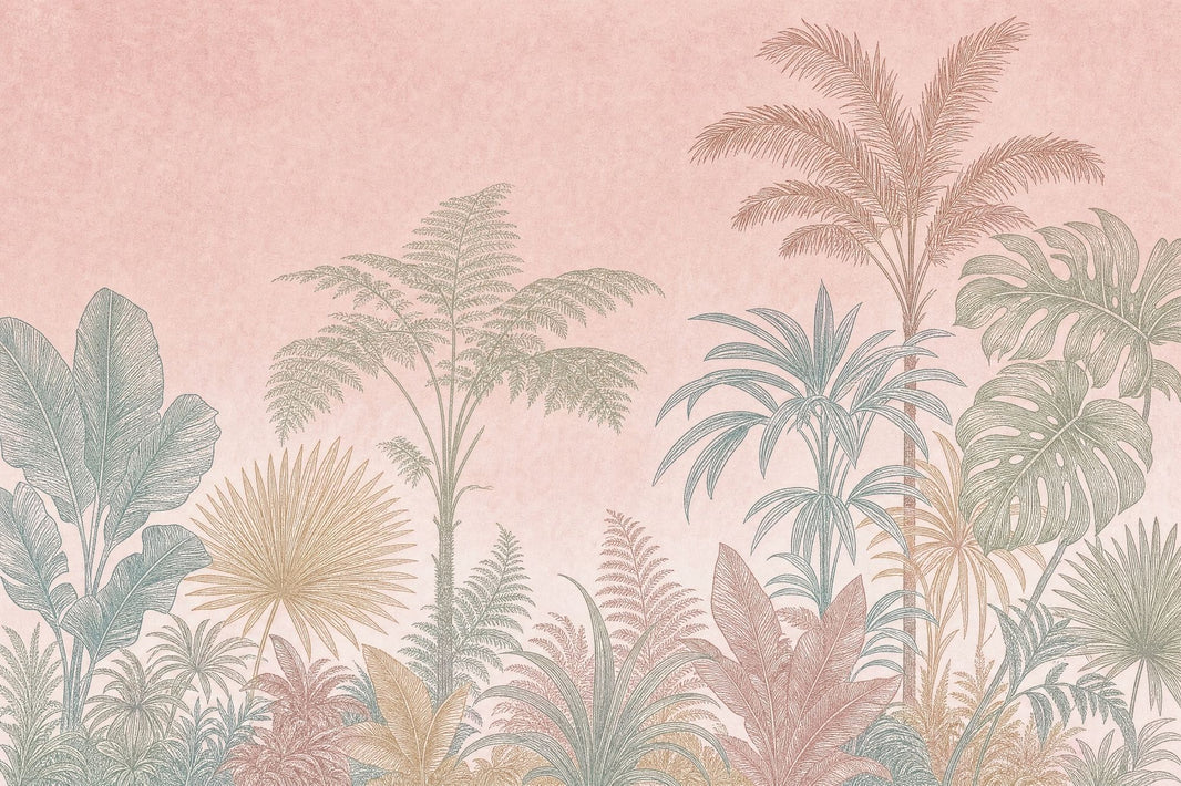 Tropical Foliage Wallpaper Botanical Removable Palm Leaves Wall Decor pattern artwork