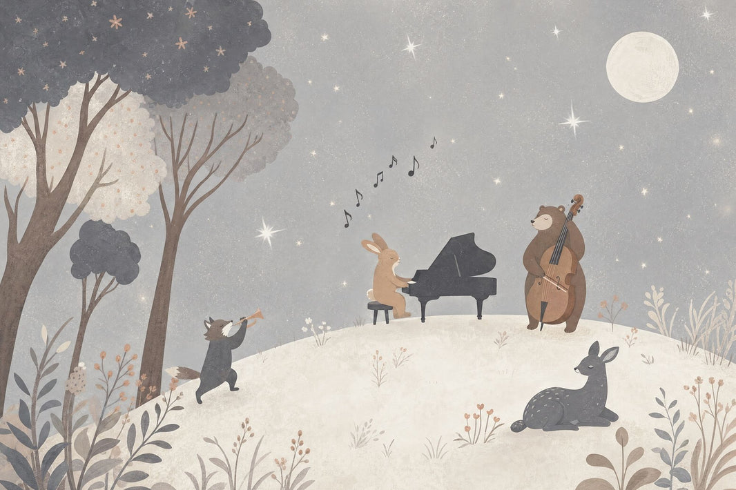 Woodland Wallpaper Moonlit Removable Animals Wall Decor pattern artwork