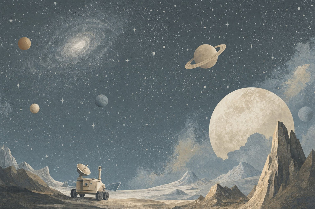 Space Rover Wallpaper Dark Space Starry Sky Wall Mural pattern artwork