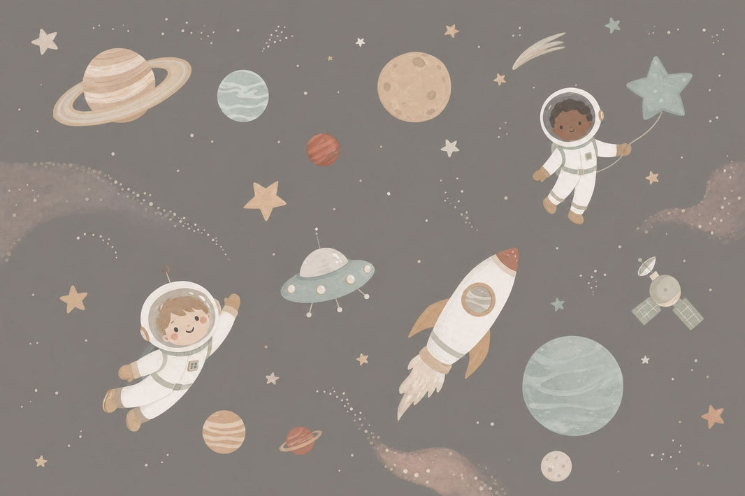 Space Wallpaper Astronauts Removable Planets Wall Decor pattern artwork
