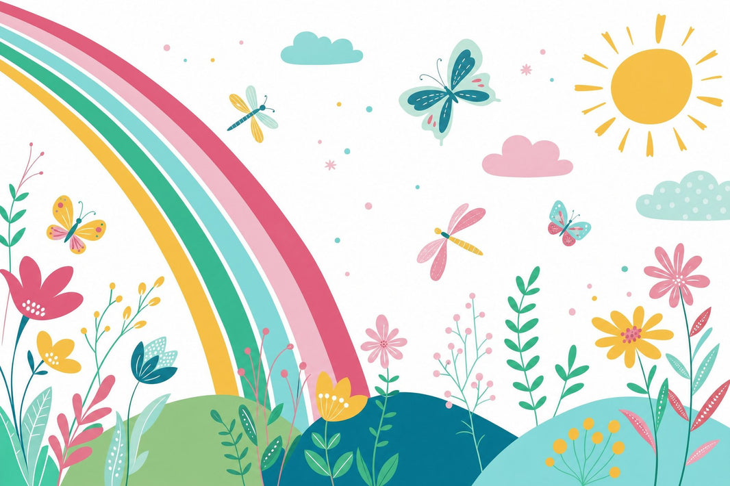Rainbow Wallpaper Floral Garden Removable Wall Decor pattern artwork