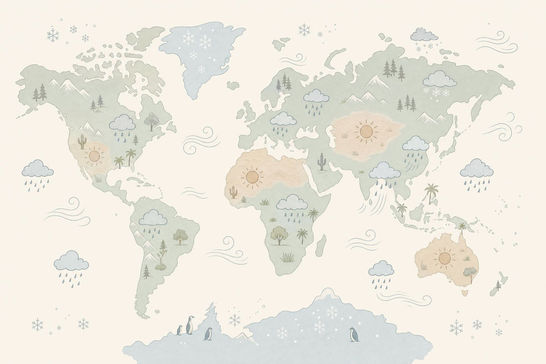 World Map Wallpaper Kids Geography Removable Educational Wall Decor pattern artwork
