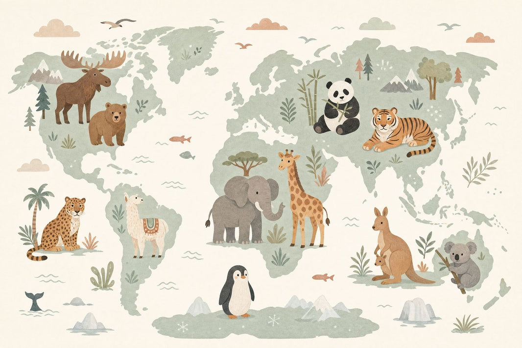 World Map Wallpaper Global Map Kids Map Wall Mural pattern artwork