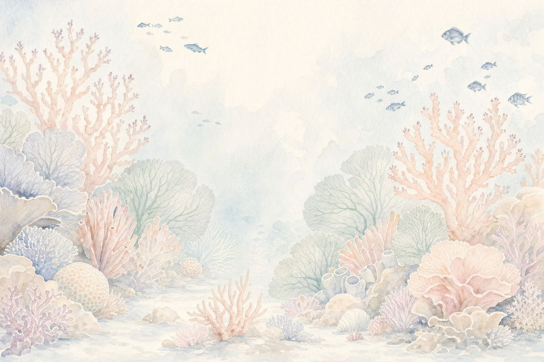 Underwater Reef Wallpaper Coral Fish Wall Mural pattern artwork