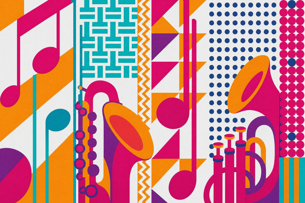 Musical Notes Wallpaper Brass Instruments Removable Pop Art Wall Decor pattern artwork
