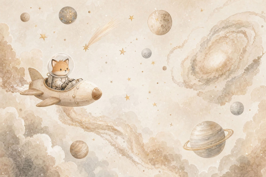 Fox Astronaut Wallpaper Rocket Space Wall Mural pattern artwork