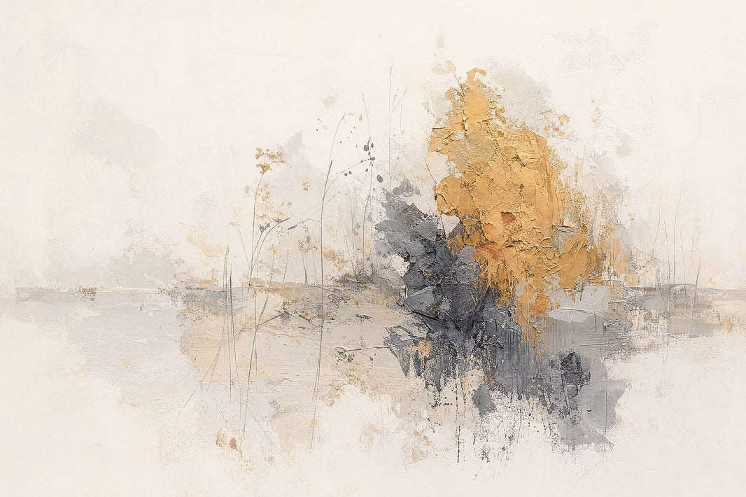Abstract Wallpaper Cream Background Removable Gold Accents Wall Decor pattern artwork