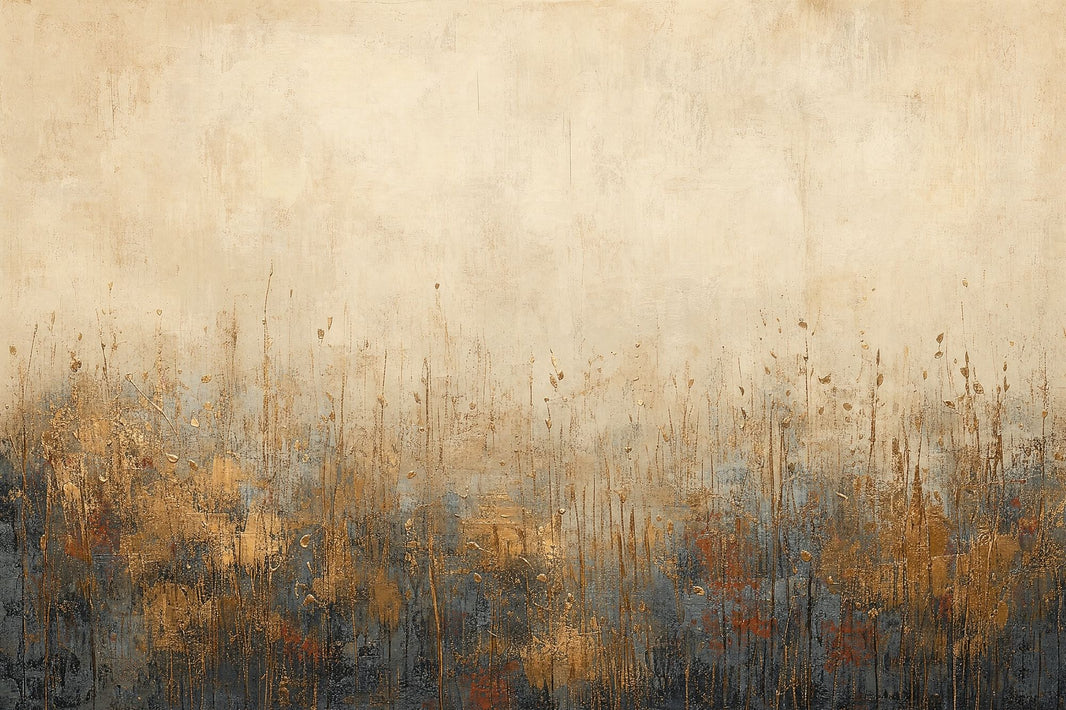 Abstract Meadow Wallpaper Textured Gold Accents Wall Mural pattern artwork