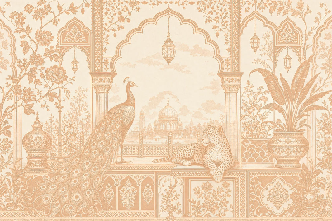 Mughal Wallpaper Toile Removable Peacock Wall Decor pattern artwork