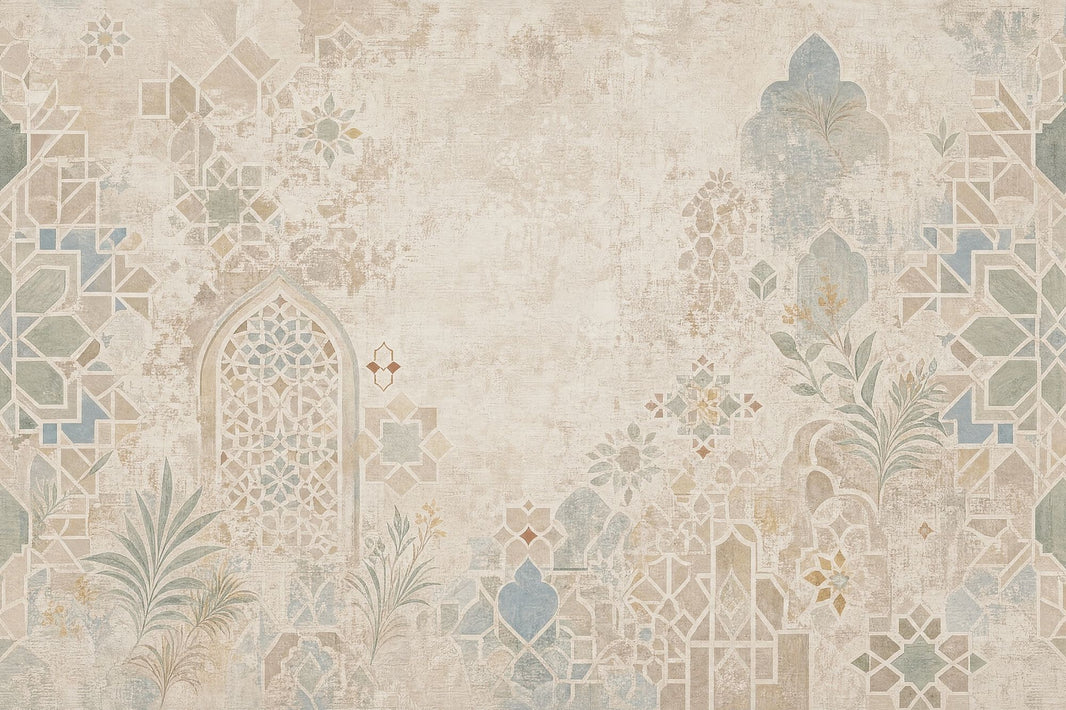 Moroccan Wallpaper Geometric Vintage Wall Mural pattern artwork