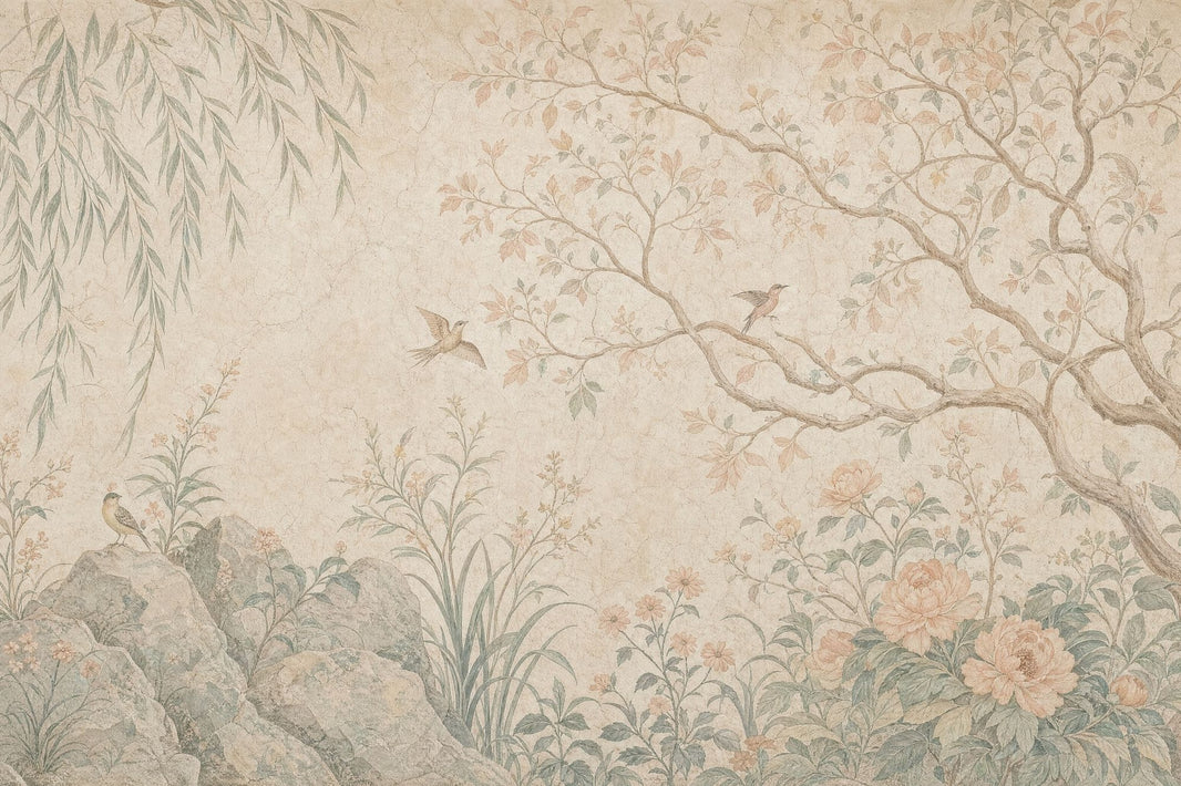 Chinoiserie Wallpaper Botanical Floral Removable Wall Decor pattern artwork