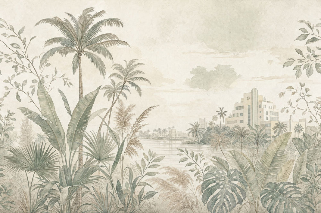 Tropical Landscape Wallpaper Palm Trees Botanical Mural Removable Wall Decor pattern artwork