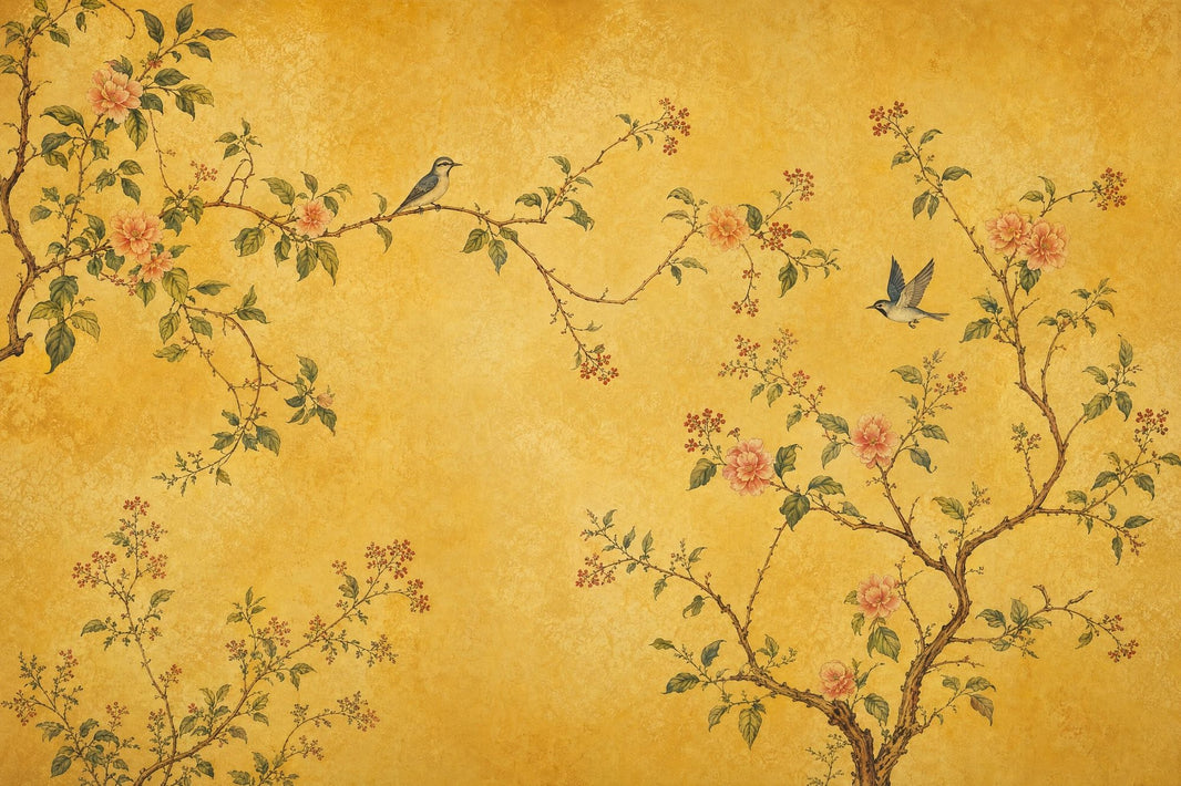 Muted Green Wallpaper Chinoiserie Removable Botanical Wall Decor pattern artwork