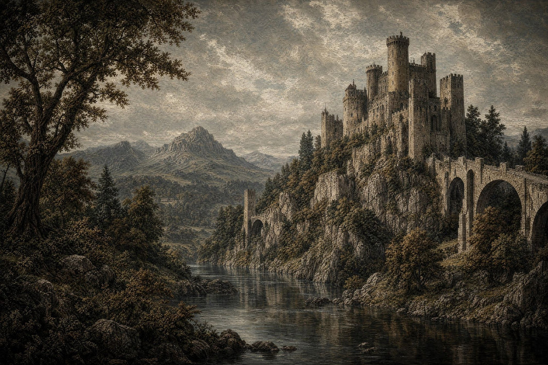 Walls Wallpaper Stone Bridge Medieval Castle Wall Mural pattern artwork