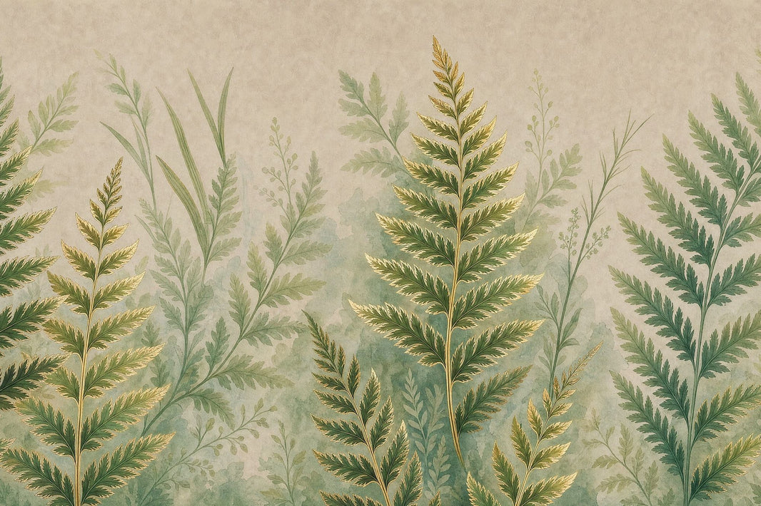 Muted Green Wallpaper Botanical Watercolor Wall Mural pattern artwork