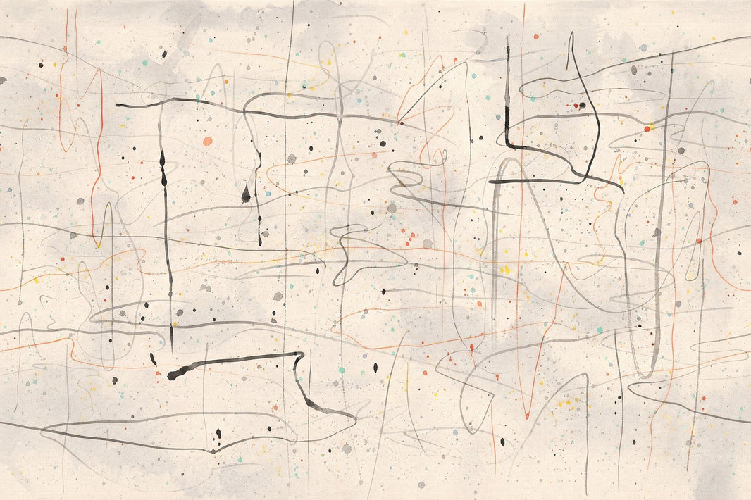 Paint Splatter Wallpaper Scribble Lines Cream Background Removable Wall Decor pattern artwork