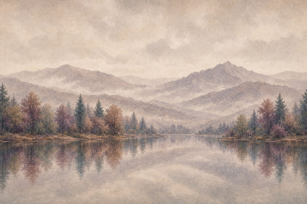 Cloudy Sky Wallpaper Misty Valley Mountain Removable Wall Decor pattern artwork