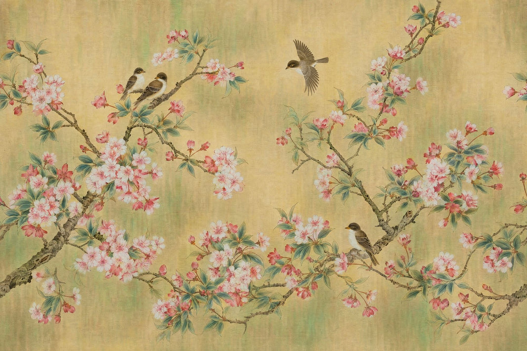 Muted Green Wallpaper Chinoiserie Vintage Wall Mural pattern artwork