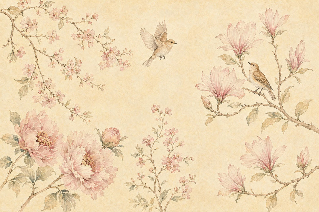 Chinoiserie Wallpaper Floral Birds Removable Wall Decor pattern artwork